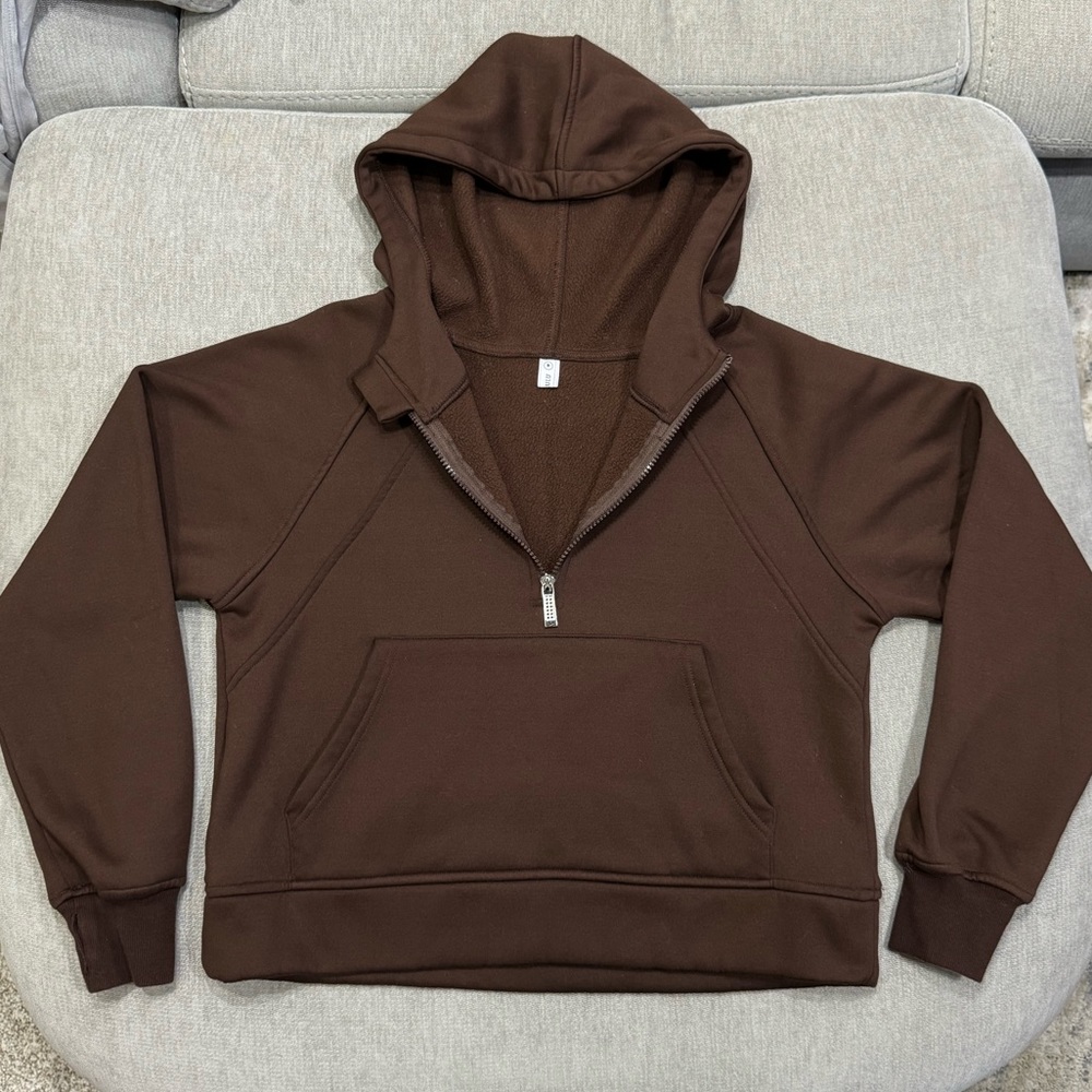 Brown 3/4 Zip Hoodie